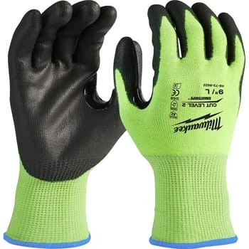 Milwaukee Hi Vis Cut Level 2 Dipped Work Gloves